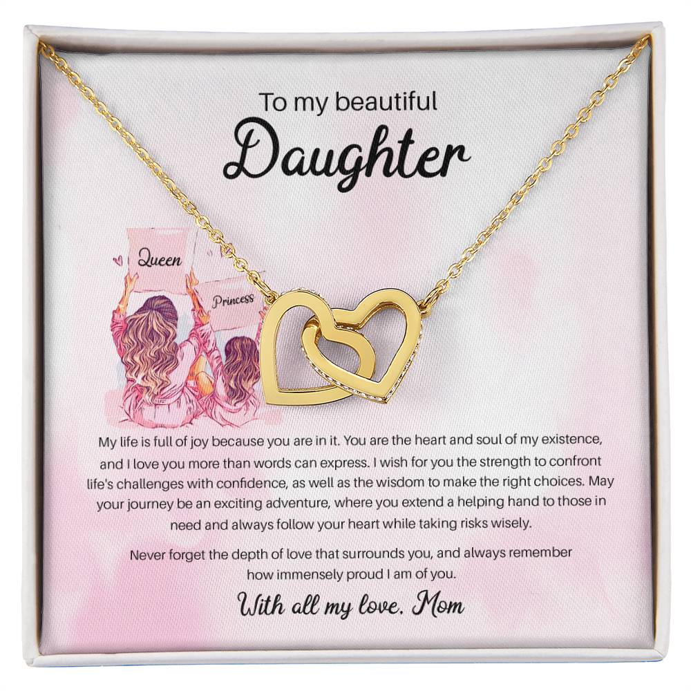 94941 a Interlocking Hearts Necklace, Gift to my Daughter with Beautiful Message Card