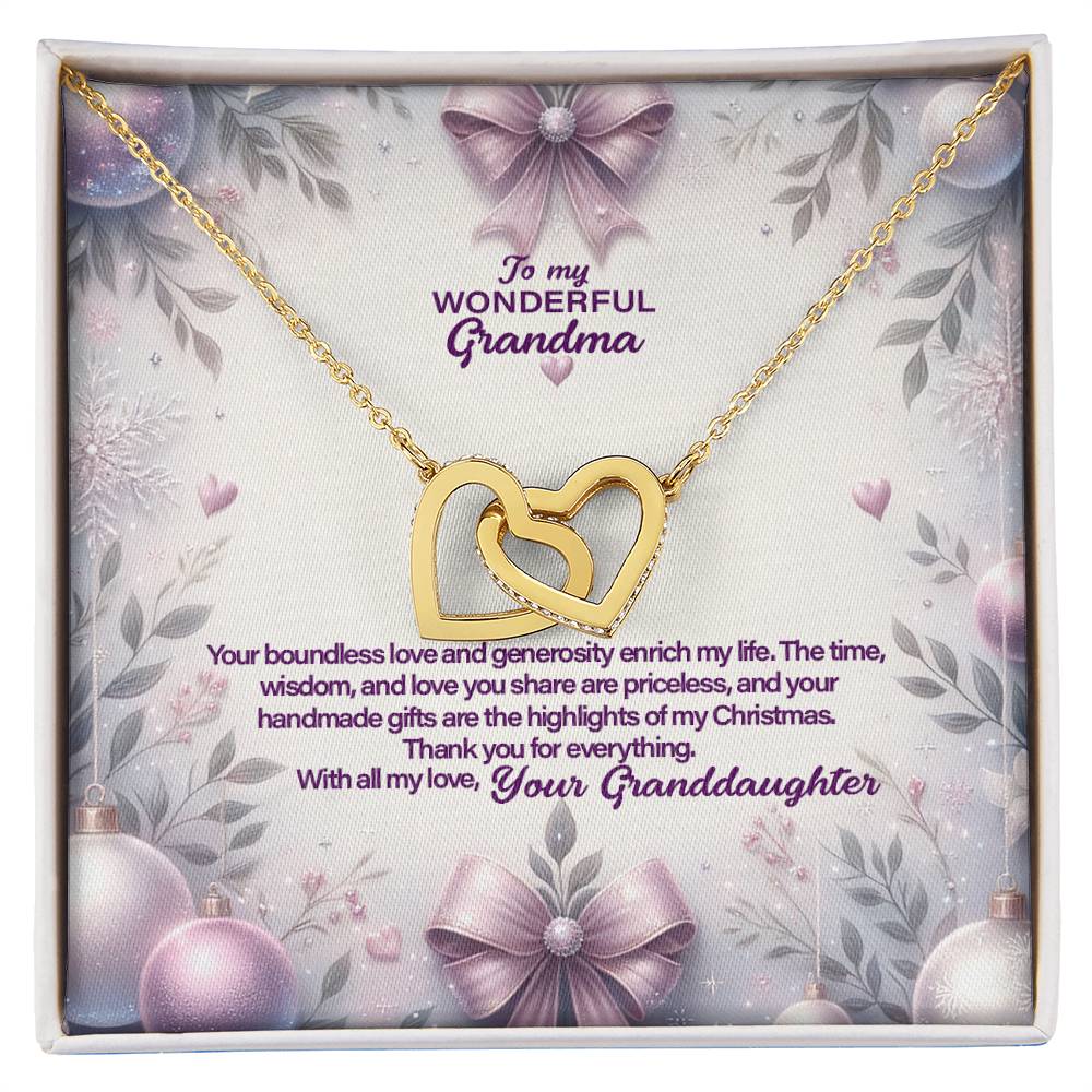 4053d Interlocking Hearts Necklace, Gift to my Grandma with Beautiful Message Card