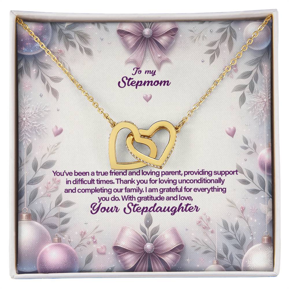 4053b Interlocking Hearts Necklace, Gift to my Stepmom with Beautiful Message Card