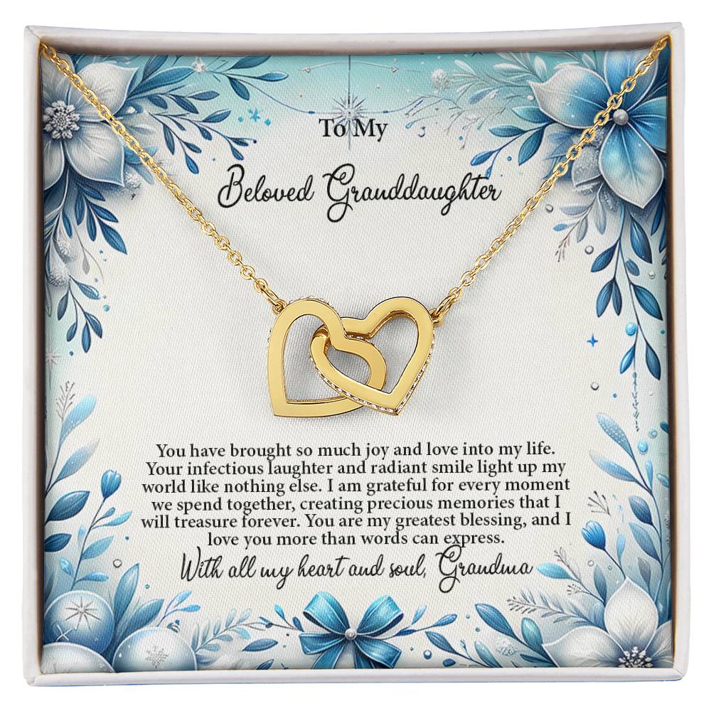 4050a Interlocking Hearts Necklace, Gift to My Granddaughter , with beautiful message card