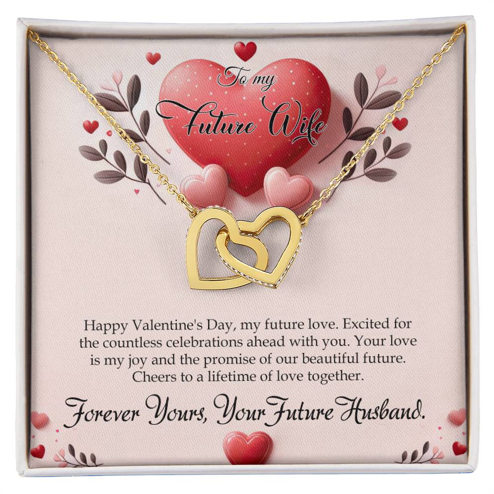 Valentine-st13d Interlocking Hearts Necklace, Gift to my Future Wife with Beautiful Message Card