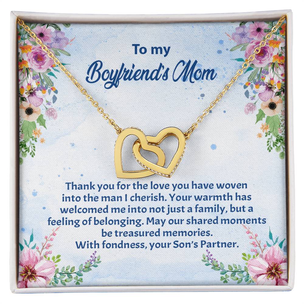 4038d Interlocking Hearts Necklace, Gift to my Boyfriend's Mom with Beautiful Message Card