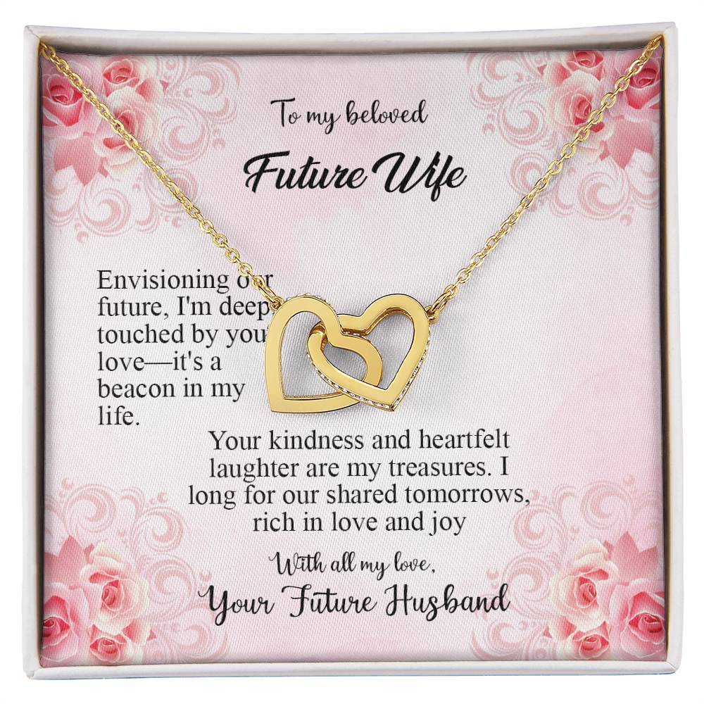 4036b Interlocking Hearts Necklace, Gift to my Future Wife with Beautiful Message Card