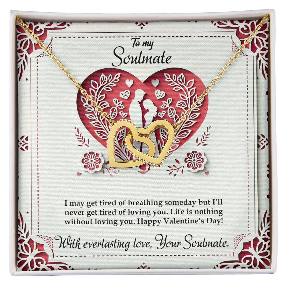 Valentine-st16b Interlocking Hearts neck, Gift to My Soulmate with Message Card