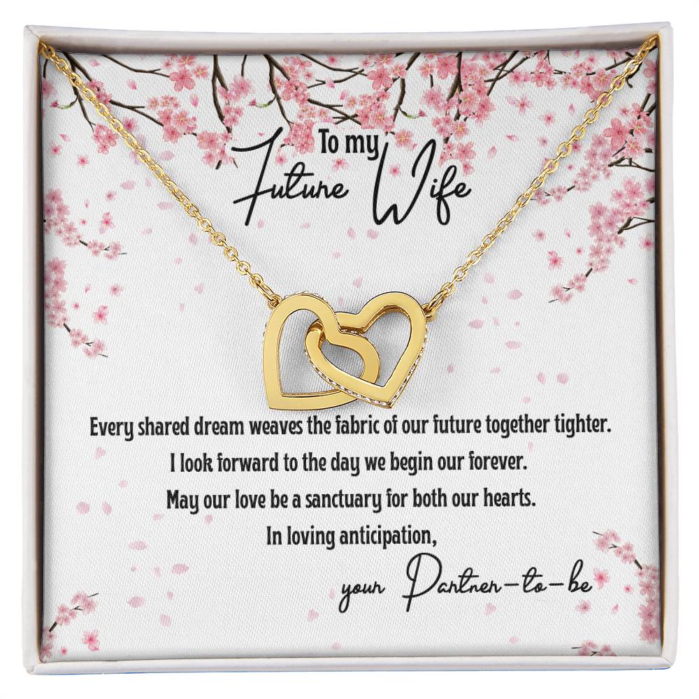 4040 b Interlocking Hearts Necklace, Gift to my Future Wife with Beautiful Message Card