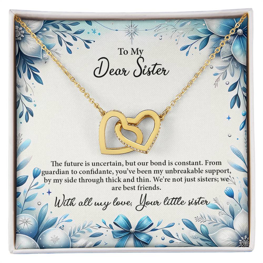 4050d Interlocking Hearts Necklace, Gift to my Sister with Beautiful Message Card