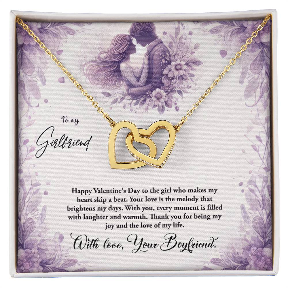 Valentine-st10c Interlocking Hearts Necklace, Gift to my Girlfriend with Beautiful Message Card