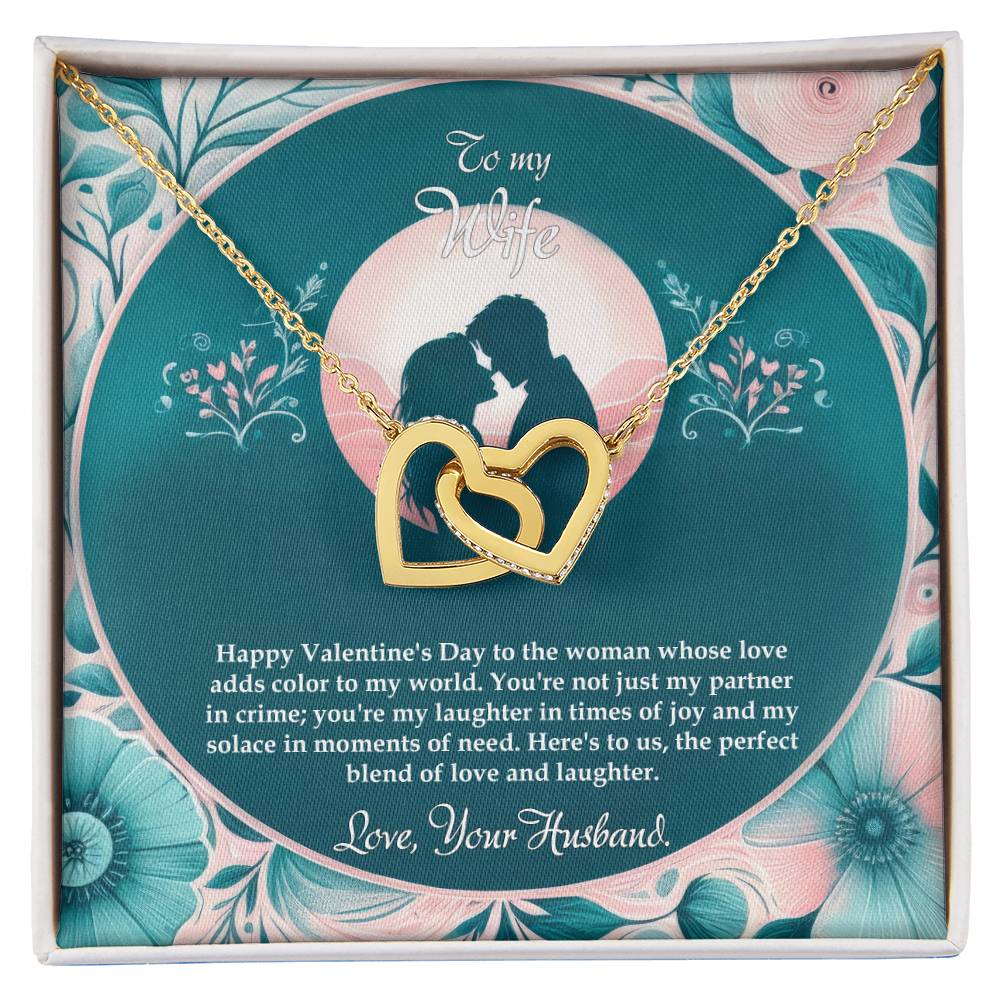 Valentine-st32a Interlocking Hearts Necklace, Gift to my Wife with Beautiful Message Card