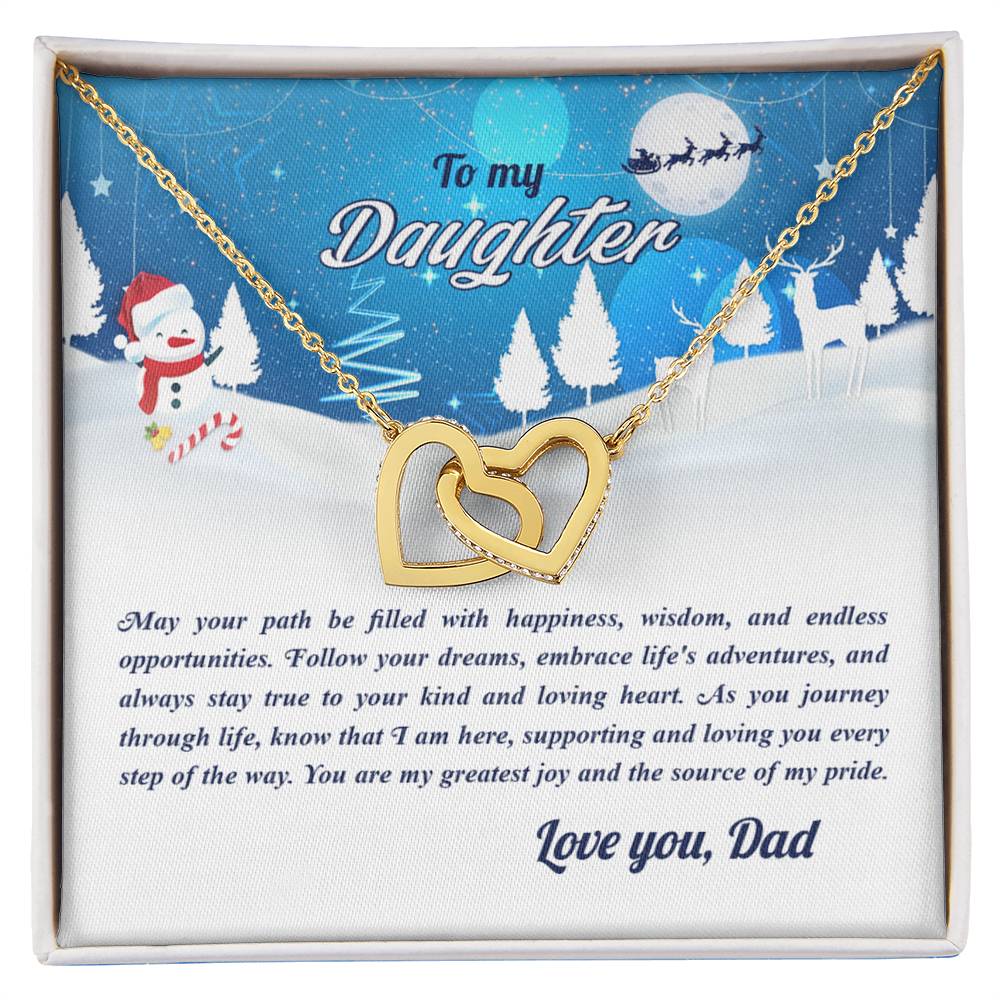 4008a Interlocking Hearts neck, Gift to my Daughter  with Beautiful Message Card