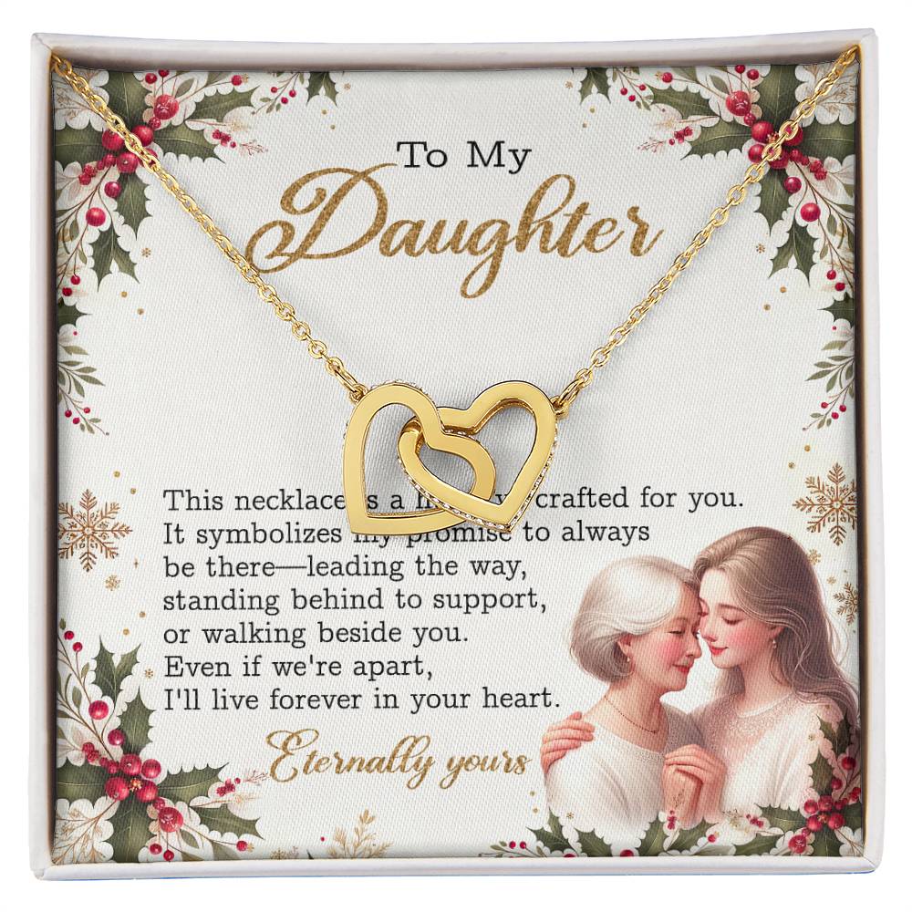 95147b Interlocking Hearts Necklace, Gift to my Daughter with Beautiful Message Card