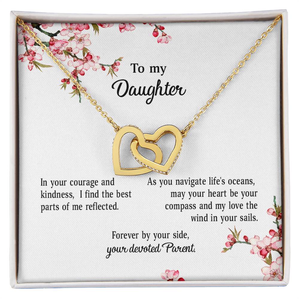 4039a Interlocking Hearts Necklace, Gift to my Daughter with Beautiful Message Card