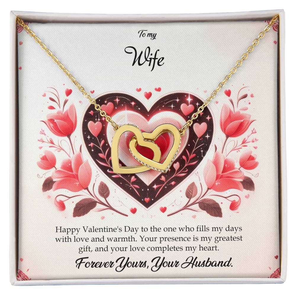 Valentine-st5a Interlocking Hearts Necklace, Gift to my Wife with Beautiful Message Card