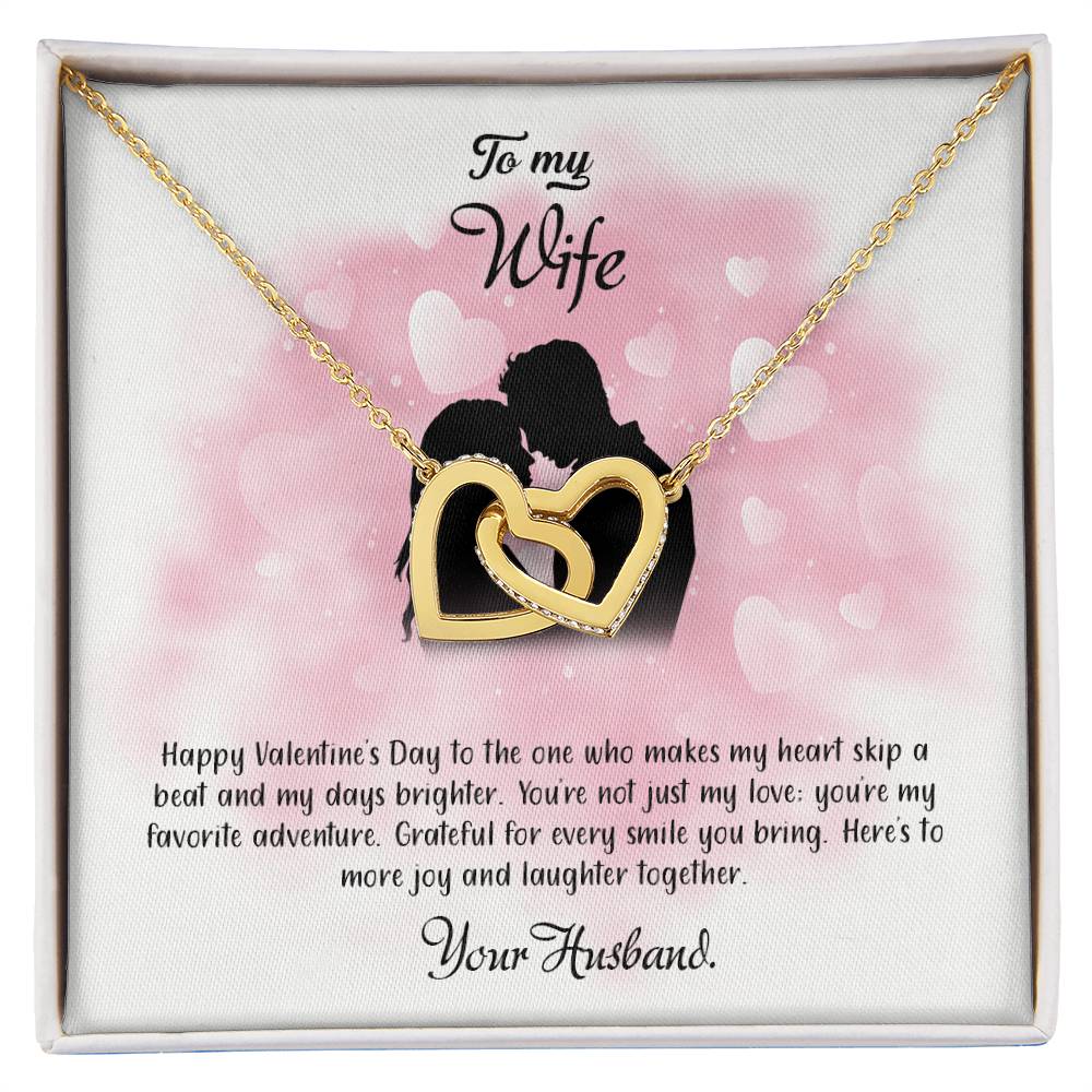 valentine-5a Interlocking Hearts Necklace, Gift to my Wife with Beautiful Message Card