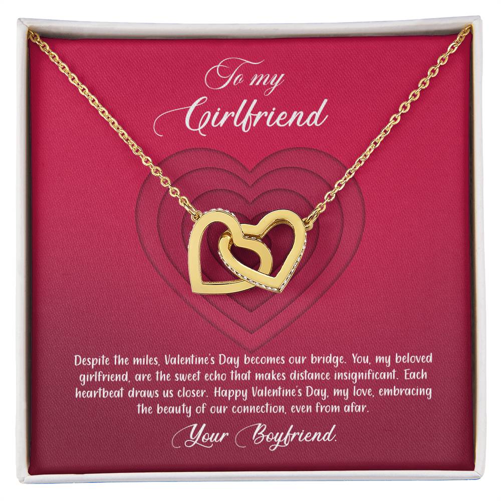 valentine-9c Interlocking Hearts Necklace, Gift to my Girlfriend with Beautiful Message Card