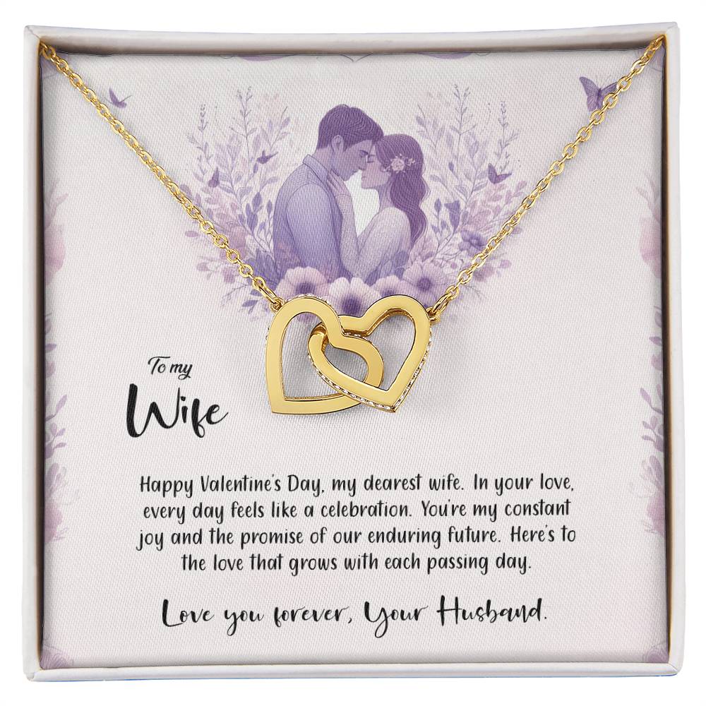 Valentine-st14a Interlocking Hearts Necklace, Gift to my Wife with Beautiful Message Card