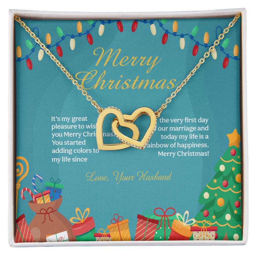 94097 Interlocking Hearts neck, Gift to my Wife with Beautiful Message Card