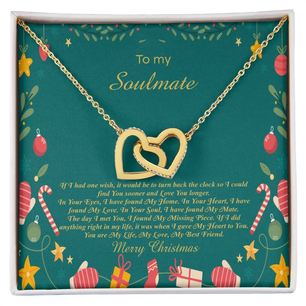 94098a Interlocking Hearts neck, Gift to My Soulmate with Message Card