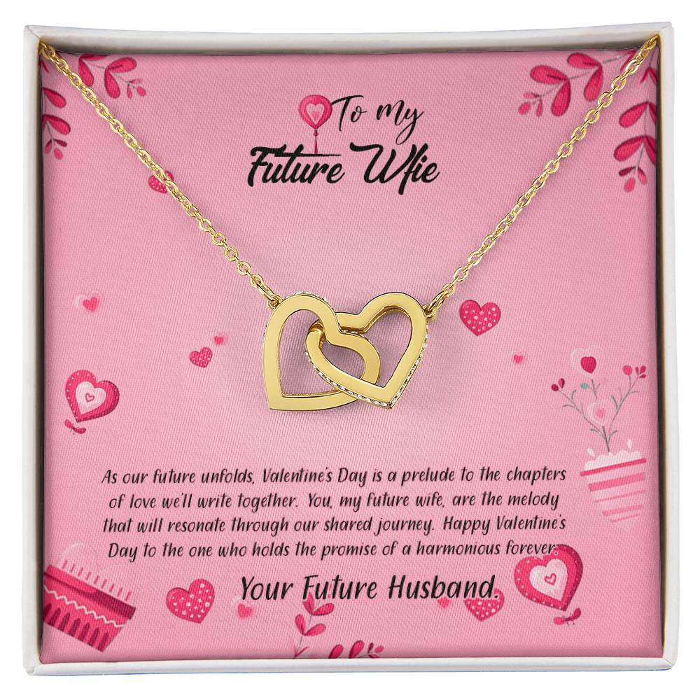 valentine-16d Interlocking Hearts Necklace, Gift to my Future Wife with Beautiful Message Card