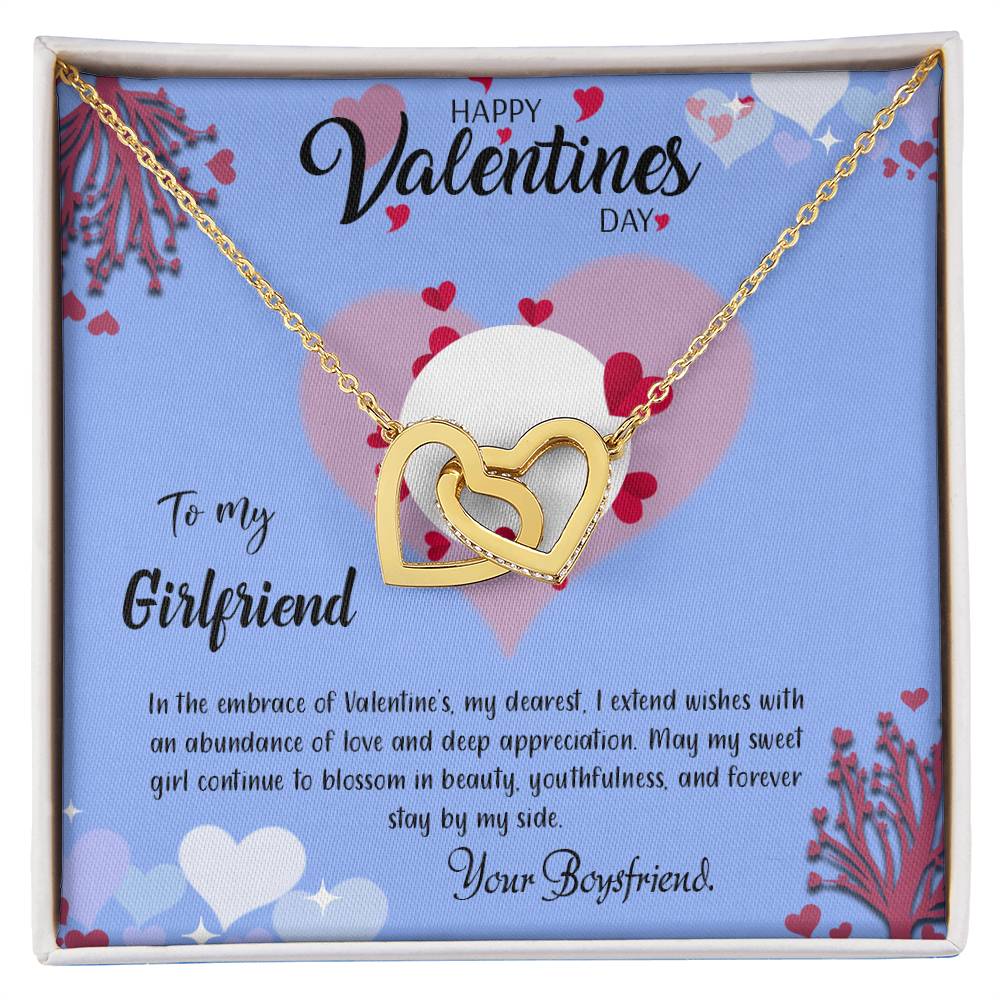 valentine-30c Interlocking Hearts Necklace, Gift to my Girlfriend with Beautiful Message Card