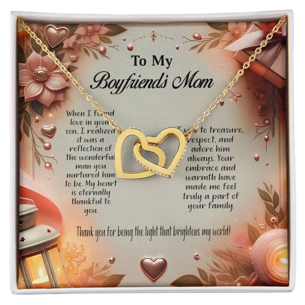 4044a Interlocking Hearts Necklace, Gift to my Boyfriend's Mom with Beautiful Message Card