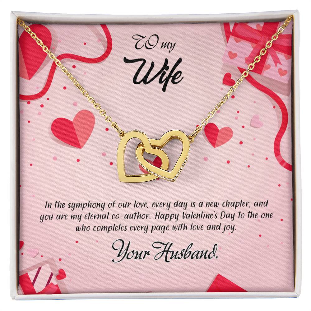 valentine-15a Interlocking Hearts Necklace, Gift to my Wife with Beautiful Message Card