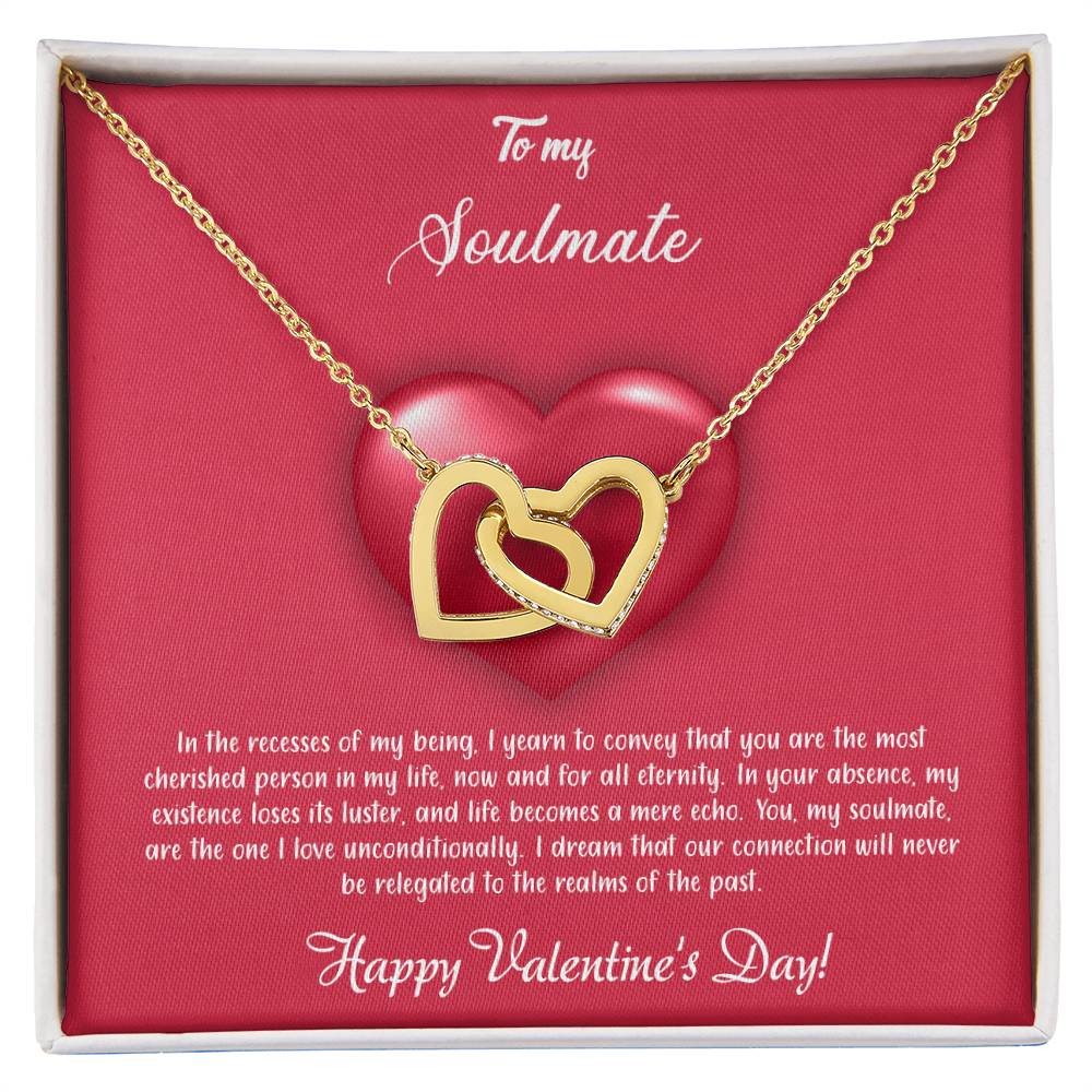 valentine-35b Interlocking Hearts neck, Gift to My Soulmate with Message Card