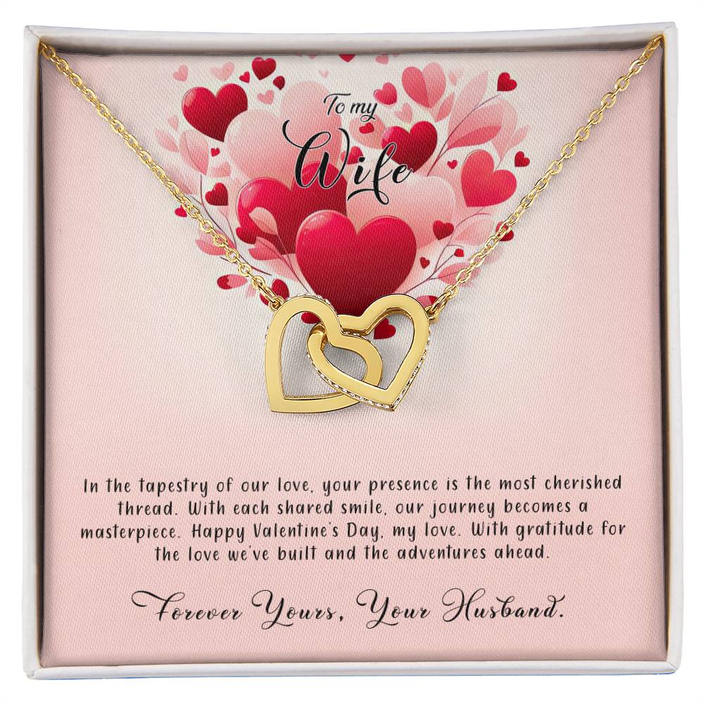 Valentine-st8a Interlocking Hearts Necklace, Gift to my Wife with Beautiful Message Card