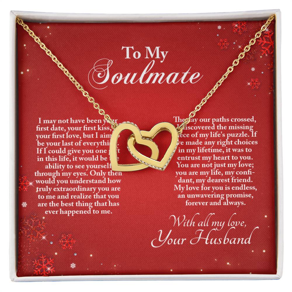 4005b Interlocking Hearts neck, Gift to My Soulmate with Message Card