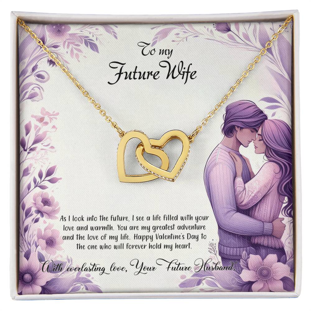 Valentine-st25d Interlocking Hearts Necklace, Gift to my Future Wife with Beautiful Message Card