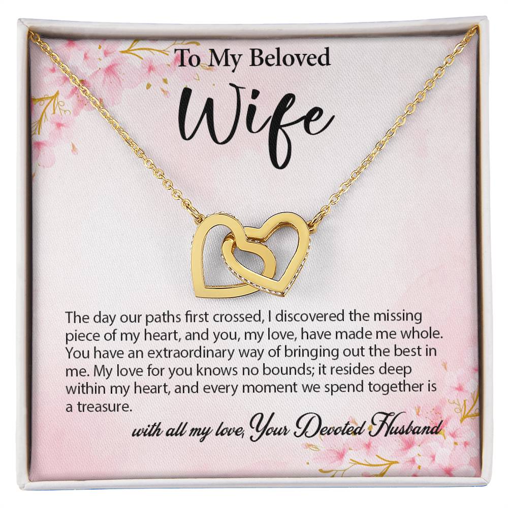 4029a Interlocking Hearts neck, Gift to my Wife with Beautiful Message Card