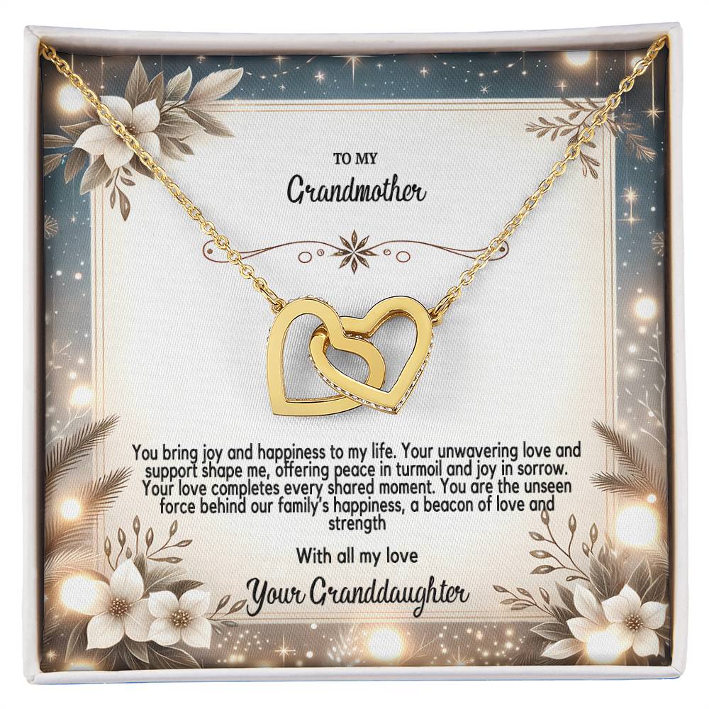 4055(b) Interlocking Hearts Necklace, Gift to my Grandma with Beautiful Message Card