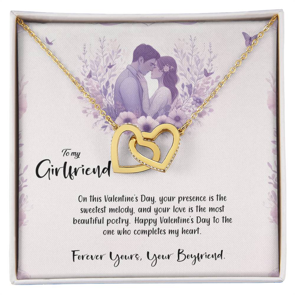 Valentine-st14c Interlocking Hearts Necklace, Gift to my Girlfriend with Beautiful Message Card