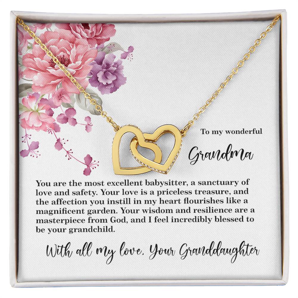 4027d Interlocking Hearts Necklace, Gift to my Grandma with Beautiful Message Card