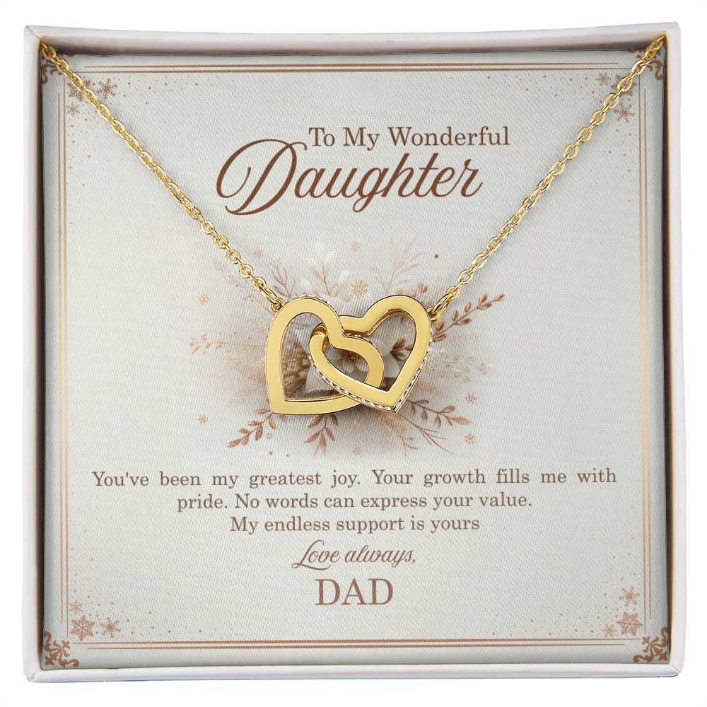 95318 c Interlocking Hearts Necklace, Gift to my Daughter with Beautiful Message Card