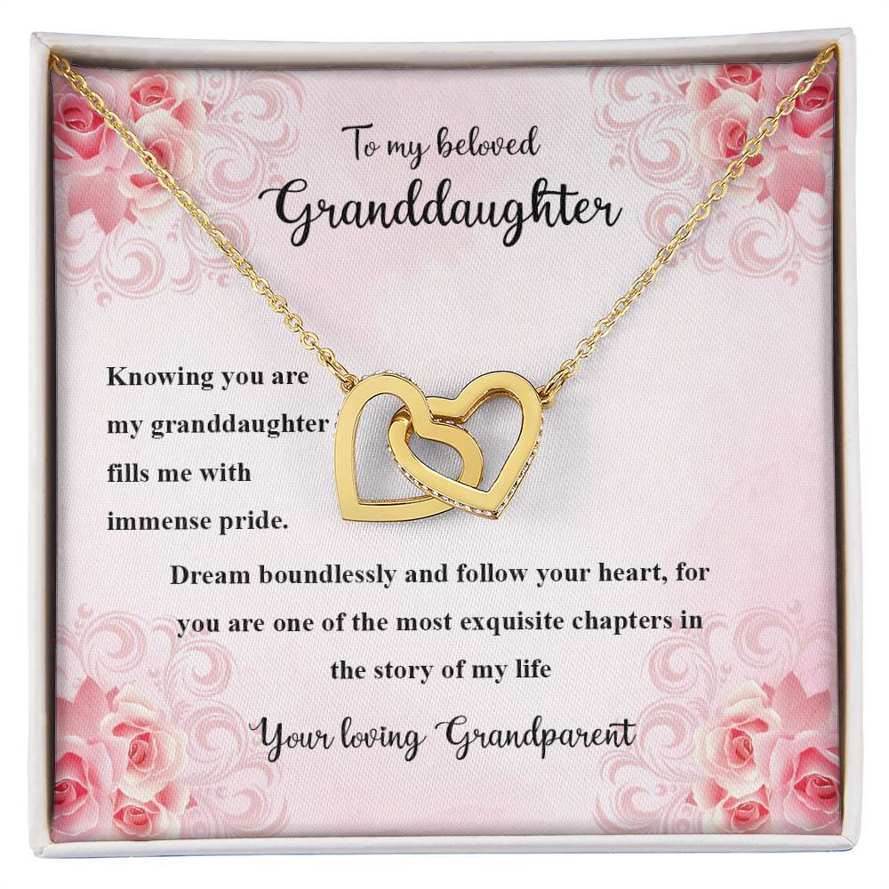 4036a Interlocking Hearts Necklace, Gift to My Granddaughter , with beautiful message card