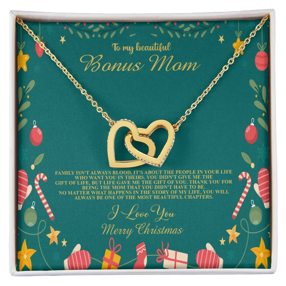 94098c Interlocking Hearts Necklace, Gift to my Stepmom with Beautiful Message Card