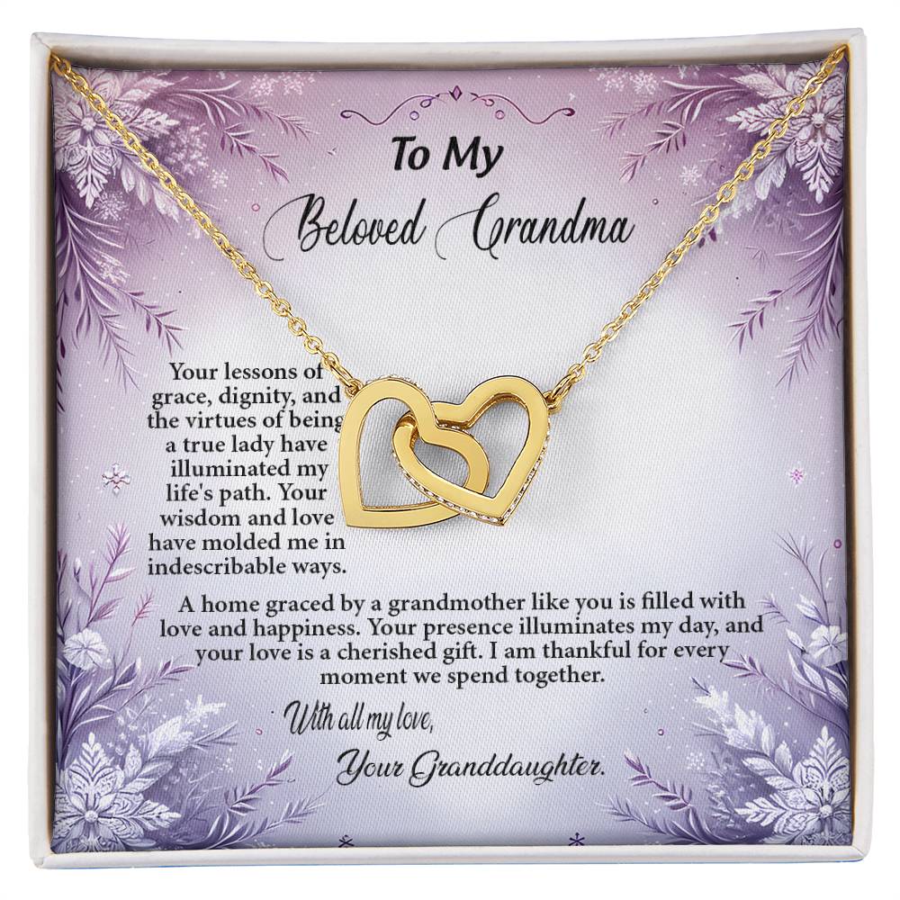 4054a Interlocking Hearts Necklace, Gift to my Grandma with Beautiful Message Card