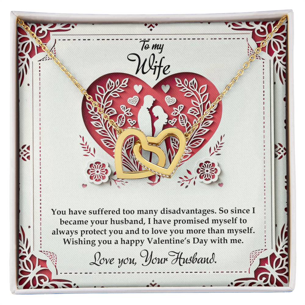 Valentine-st16a Interlocking Hearts Necklace, Gift to my Wife with Beautiful Message Card