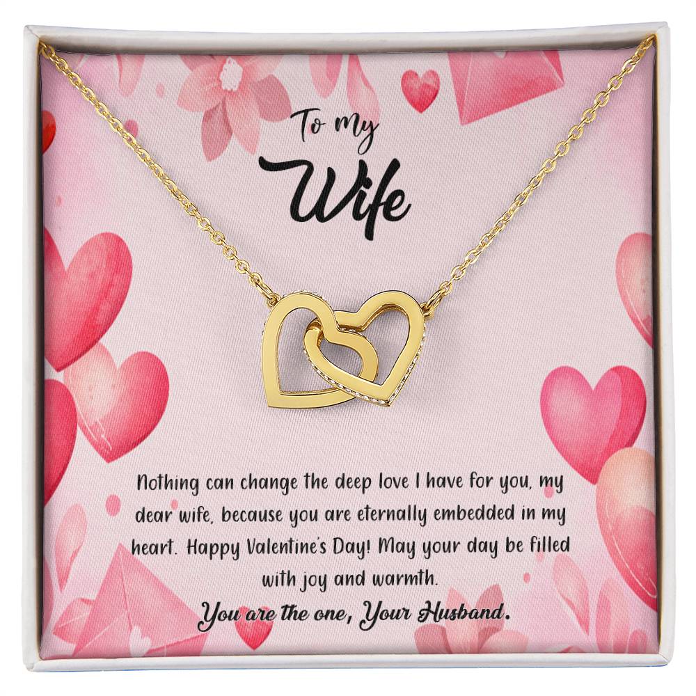 valentine-37a Interlocking Hearts Necklace, Gift to my Wife with Beautiful Message Card