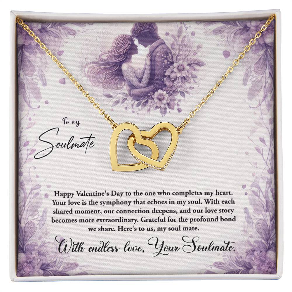 Valentine-st10b Interlocking Hearts neck, Gift to My Soulmate with Message Card