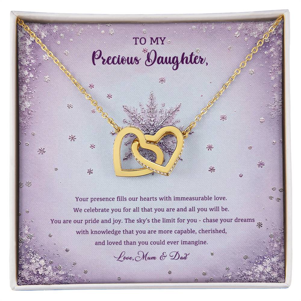 95314-c Interlocking Hearts Necklace, Gift to my Daughter with Beautiful Message Card