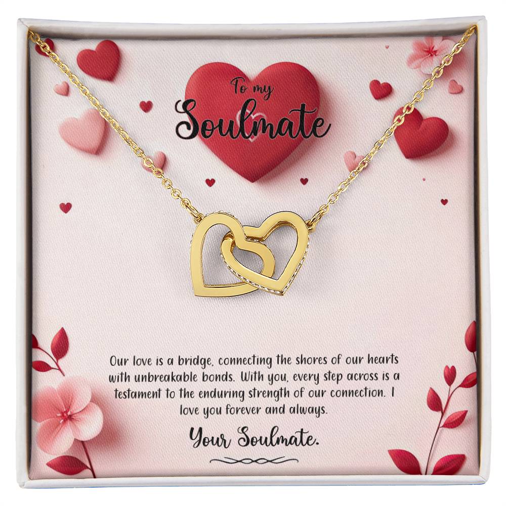 Valentine-st6b Interlocking Hearts neck, Gift to My Soulmate with Message Card