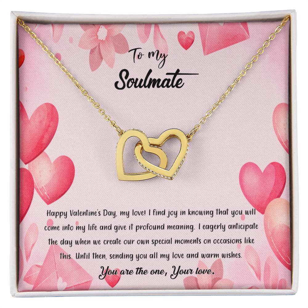 valentine-37b Interlocking Hearts neck, Gift to My Soulmate with Message Card