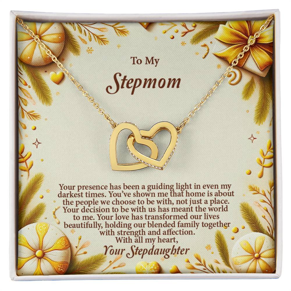 4056c Interlocking Hearts Necklace, Gift to my Stepmom with Beautiful Message Card