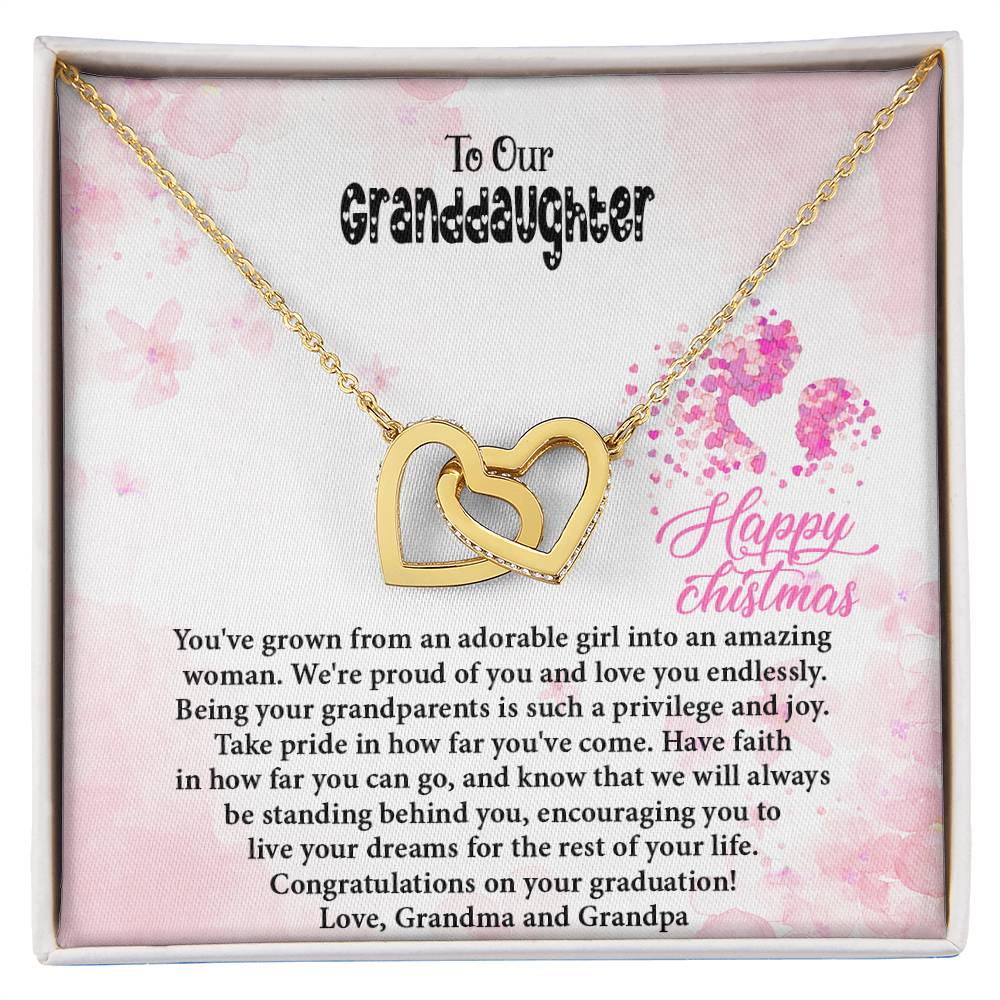 4020 d Interlocking Hearts Necklace, Gift to My Granddaughter , with beautiful message card