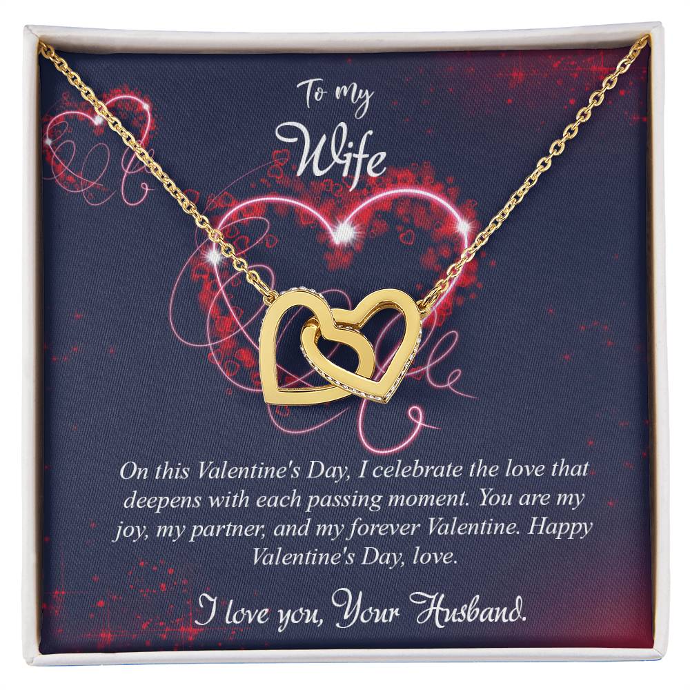 valentine-7a Interlocking Hearts Necklace, Gift to my Wife with Beautiful Message Card