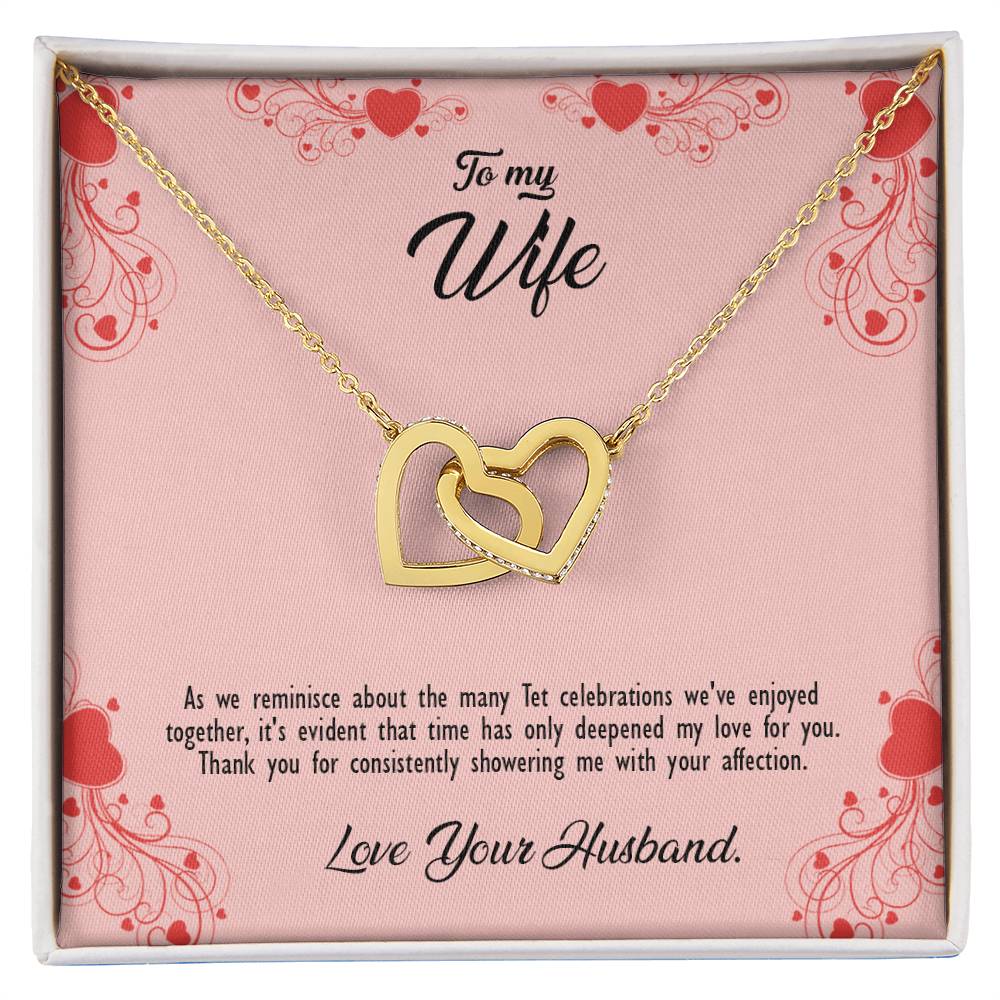 valentine-29a Interlocking Hearts Necklace, Gift to my Wife with Beautiful Message Card