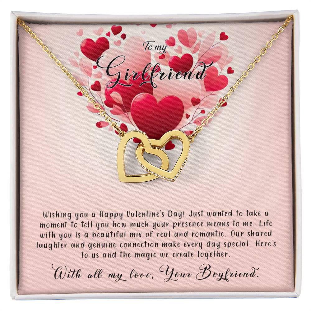 Valentine-st8c Interlocking Hearts Necklace, Gift to my Girlfriend with Beautiful Message Card