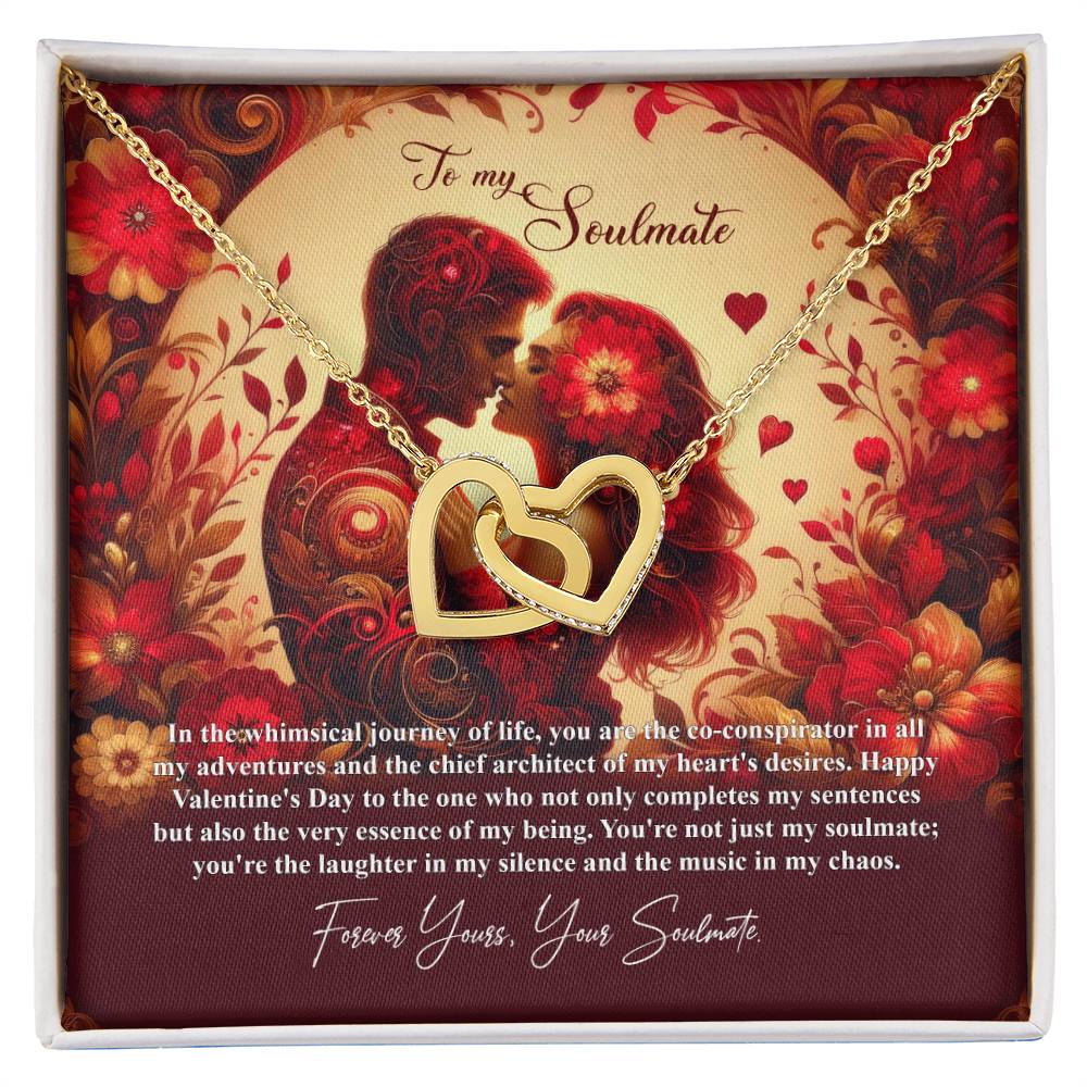 Valentine-st31b Interlocking Hearts neck, Gift to My Soulmate with Message Card