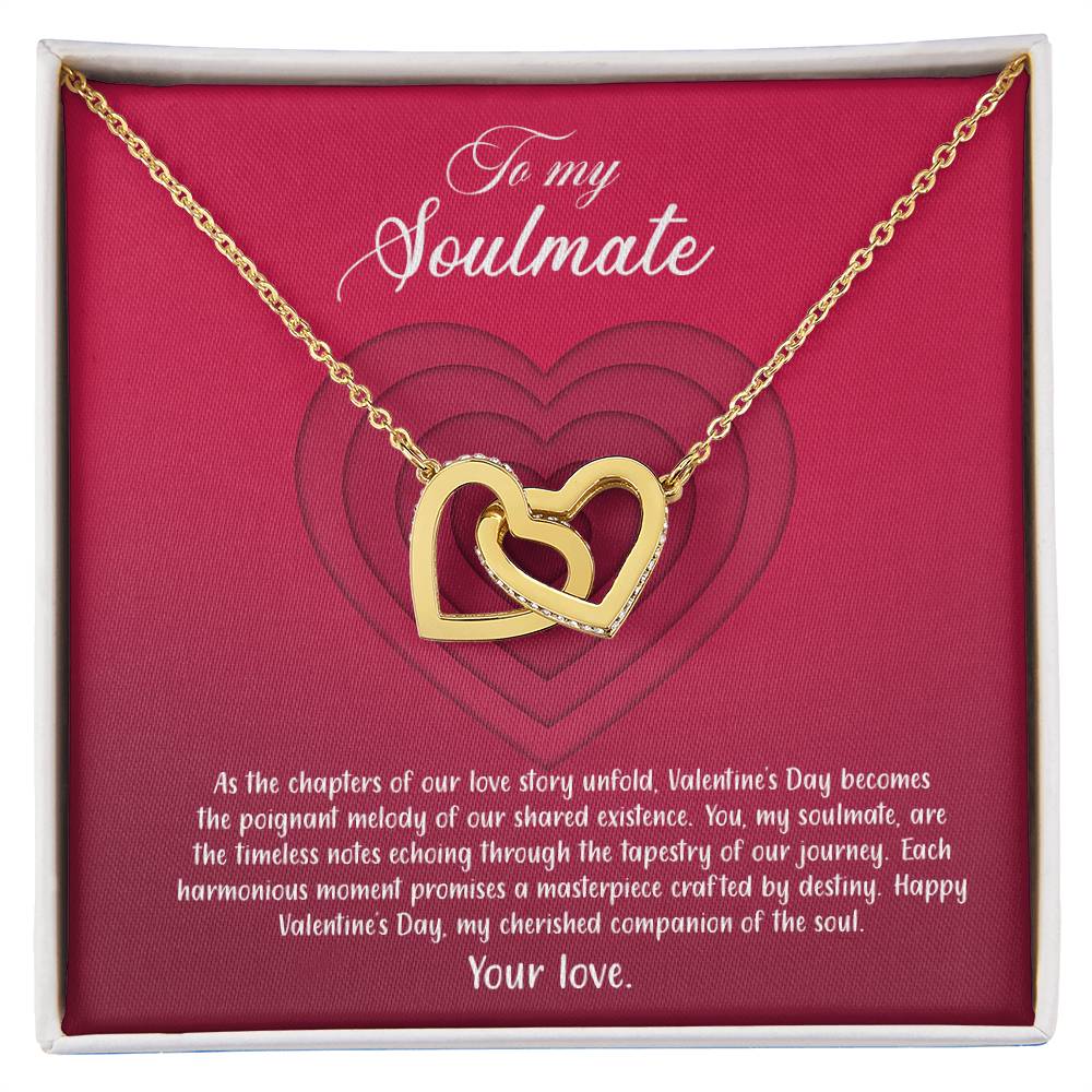 valentine-9b Interlocking Hearts neck, Gift to My Soulmate with Message Card